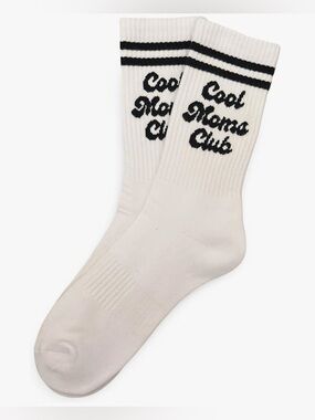 White 'Cool Moms Club' Crew Socks